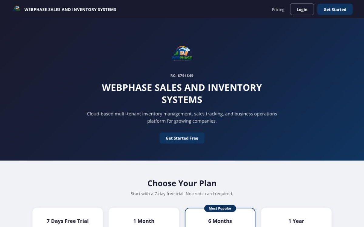 Webphase sales and inventory